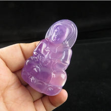 Load image into Gallery viewer, 10% OF- Certified Natural Icy Jadeite Emerald A*Jade Handcarved Lucky Blessing Guanyin Pendant A938