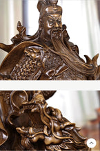 Load image into Gallery viewer, Chinese Feng Shui Wealth Successful Gold GuanGong Statue Home/Office Decor Sculpture Craft Living Room TV Cabinet Fortune Ornament Housewarming Gift