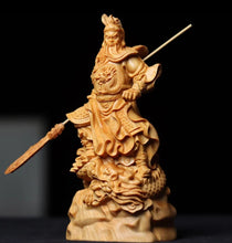 Load image into Gallery viewer, Chinese Feng Shui Wealth Successful GuanGong Wood Statue Home/Office Decor Sculpture Craft Living Room TV Cabinet Fortune Ornament Housewarming Gift