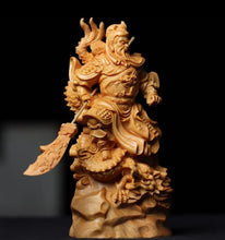 Load image into Gallery viewer, Chinese Feng Shui Wealth Successful GuanGong Wood Statue Home/Office Decor Sculpture Craft Living Room TV Cabinet Fortune Ornament Housewarming Gift