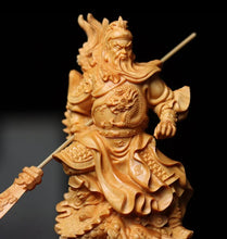 Load image into Gallery viewer, Chinese Feng Shui Wealth Successful GuanGong Wood Statue Home/Office Decor Sculpture Craft Living Room TV Cabinet Fortune Ornament Housewarming Gift