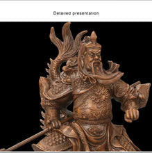 Load image into Gallery viewer, 20"H Chinese Feng Shui Wealth Successful Gold GuanGong Statue Home/Office Decor Sculpture Craft Living Room TV Cabinet Fortune Ornament Housewarming Gift