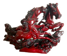 Load image into Gallery viewer, 8"L Chinese Feng Shui Wealth Successful Lucky Red 3 Running Horse Statue Home/Office Decor Sculpture Craft Living Room TV Cabinet Fortune Ornament Housewarming Gift
