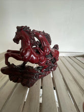 Load image into Gallery viewer, 8"L Chinese Feng Shui Wealth Successful Lucky Red 3 Running Horse Statue Home/Office Decor Sculpture Craft Living Room TV Cabinet Fortune Ornament Housewarming Gift