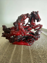 Load image into Gallery viewer, 8"L Chinese Feng Shui Wealth Successful Lucky Red 3 Running Horse Statue Home/Office Decor Sculpture Craft Living Room TV Cabinet Fortune Ornament Housewarming Gift