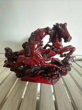 Load image into Gallery viewer, 8"L Chinese Feng Shui Wealth Successful Lucky Red 3 Running Horse Statue Home/Office Decor Sculpture Craft Living Room TV Cabinet Fortune Ornament Housewarming Gift