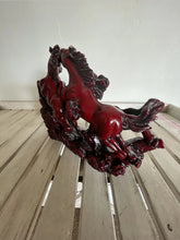 Load image into Gallery viewer, 8"L Chinese Feng Shui Wealth Successful Lucky Red 3 Running Horse Statue Home/Office Decor Sculpture Craft Living Room TV Cabinet Fortune Ornament Housewarming Gift