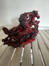 Load image into Gallery viewer, 8"L Chinese Feng Shui Wealth Successful Lucky Red 3 Running Horse Statue Home/Office Decor Sculpture Craft Living Room TV Cabinet Fortune Ornament Housewarming Gift