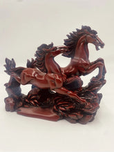 Load image into Gallery viewer, 8"L Chinese Feng Shui Wealth Successful Lucky Red 2 Running Horse Statue Home/Office Decor Sculpture Craft Living Room TV Cabinet Fortune Ornament Housewarming Gift