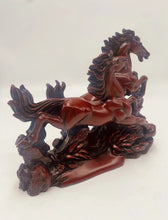 Load image into Gallery viewer, 8"L Chinese Feng Shui Wealth Successful Lucky Red 2 Running Horse Statue Home/Office Decor Sculpture Craft Living Room TV Cabinet Fortune Ornament Housewarming Gift