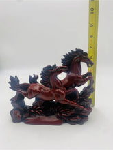Load image into Gallery viewer, 8"L Chinese Feng Shui Wealth Successful Lucky Red 2 Running Horse Statue Home/Office Decor Sculpture Craft Living Room TV Cabinet Fortune Ornament Housewarming Gift