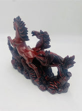 Load image into Gallery viewer, 8"L Chinese Feng Shui Wealth Successful Lucky Red 2 Running Horse Statue Home/Office Decor Sculpture Craft Living Room TV Cabinet Fortune Ornament Housewarming Gift