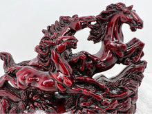 Load image into Gallery viewer, 8"L Chinese Feng Shui Wealth Successful Lucky Red 3 Running Horse Statue Home/Office Decor Sculpture Craft Living Room TV Cabinet Fortune Ornament Housewarming Gift