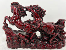 Load image into Gallery viewer, 8"L Chinese Feng Shui Wealth Successful Lucky Red 3 Running Horse Statue Home/Office Decor Sculpture Craft Living Room TV Cabinet Fortune Ornament Housewarming Gift