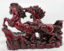 Load image into Gallery viewer, 8"L Chinese Feng Shui Wealth Successful Lucky Red 3 Running Horse Statue Home/Office Decor Sculpture Craft Living Room TV Cabinet Fortune Ornament Housewarming Gift