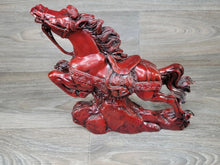 Load image into Gallery viewer, 11"L Chinese Feng Shui Wealth Successful Lucky Red Running Horse Statue Home/Office Decor Sculpture Craft Living Room TV Cabinet Fortune Ornament Housewarming Gift