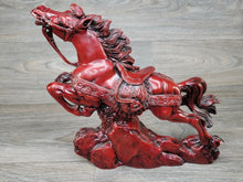 Load image into Gallery viewer, 11"L Chinese Feng Shui Wealth Successful Lucky Red Running Horse Statue Home/Office Decor Sculpture Craft Living Room TV Cabinet Fortune Ornament Housewarming Gift