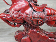 Load image into Gallery viewer, 11"L Chinese Feng Shui Wealth Successful Lucky Red Running Horse Statue Home/Office Decor Sculpture Craft Living Room TV Cabinet Fortune Ornament Housewarming Gift