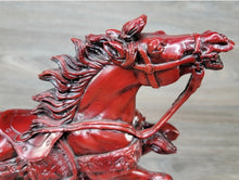 Load image into Gallery viewer, 11"L Chinese Feng Shui Wealth Successful Lucky Red Running Horse Statue Home/Office Decor Sculpture Craft Living Room TV Cabinet Fortune Ornament Housewarming Gift
