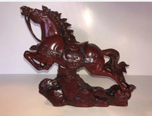 Load image into Gallery viewer, 9"L Chinese Feng Shui Wealth Successful Lucky Red Running Horse Statue Home/Office Decor Sculpture Craft Living Room TV Cabinet Fortune Ornament Housewarming Gift