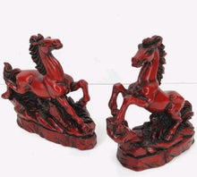 Load image into Gallery viewer, A Pair of Chinese Feng Shui Wealth Successful Lucky Red Running Horse Statues Home/Office Decor Sculpture Craft Living Room TV Cabinet Fortune Ornament Housewarming Gift