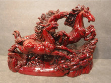 Load image into Gallery viewer, 8"L Chinese Feng Shui Wealth Successful Lucky Red 3 Running Horse Statue Home/Office Decor Sculpture Craft Living Room TV Cabinet Fortune Ornament Housewarming Gift