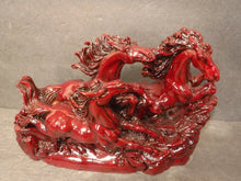 Load image into Gallery viewer, 8"L Chinese Feng Shui Wealth Successful Lucky Red 3 Running Horse Statue Home/Office Decor Sculpture Craft Living Room TV Cabinet Fortune Ornament Housewarming Gift