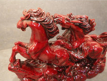 Load image into Gallery viewer, 8"L Chinese Feng Shui Wealth Successful Lucky Red 3 Running Horse Statue Home/Office Decor Sculpture Craft Living Room TV Cabinet Fortune Ornament Housewarming Gift