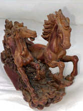 Load image into Gallery viewer, 9"L Chinese Feng Shui Wealth Successful Lucky Red 2 Running Horse Statue Home/Office Decor Sculpture Craft Living Room TV Cabinet Fortune Ornament Housewarming Gift