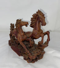Load image into Gallery viewer, 9"L Chinese Feng Shui Wealth Successful Lucky Red 2 Running Horse Statue Home/Office Decor Sculpture Craft Living Room TV Cabinet Fortune Ornament Housewarming Gift