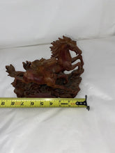 Load image into Gallery viewer, 9"L Chinese Feng Shui Wealth Successful Lucky Red 2 Running Horse Statue Home/Office Decor Sculpture Craft Living Room TV Cabinet Fortune Ornament Housewarming Gift
