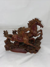 Load image into Gallery viewer, 9"L Chinese Feng Shui Wealth Successful Lucky Red 2 Running Horse Statue Home/Office Decor Sculpture Craft Living Room TV Cabinet Fortune Ornament Housewarming Gift