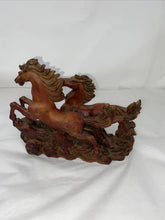 Load image into Gallery viewer, 9"L Chinese Feng Shui Wealth Successful Lucky Red 2 Running Horse Statue Home/Office Decor Sculpture Craft Living Room TV Cabinet Fortune Ornament Housewarming Gift