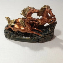 Load image into Gallery viewer, 8"L Chinese Feng Shui Wealth Successful Lucky Red-Gold 3 Running Horse Statue Home/Office Decor Sculpture Craft Living Room TV Cabinet Fortune Ornament Housewarming Gift