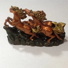 Load image into Gallery viewer, 8"L Chinese Feng Shui Wealth Successful Lucky Red-Gold 3 Running Horse Statue Home/Office Decor Sculpture Craft Living Room TV Cabinet Fortune Ornament Housewarming Gift