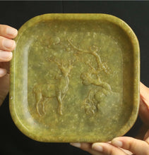 Load image into Gallery viewer, 5.6" H -Chinese Antique Feng Shui Wealth Natural Jade Handcrafted Lucky Deer Flower Blossom Statue Home/Office Decor Sculpture Craft Living Room TV Cabinet Fortune Ornament Housewarming Gift