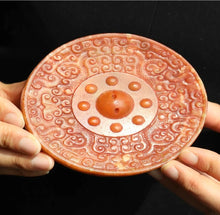 Load image into Gallery viewer, 4.7" H -Chinese Antique Feng Shui Wealth Natural Jade Handcrafted Lucky Dragon Dise Plate Statue Home/Office Decor Sculpture Craft Living Room TV Cabinet Fortune Ornament Housewarming Gift