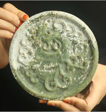 Load image into Gallery viewer, 5.9" L -Chinese Antique Feng Shui Wealth Natural Jade Handcrafted Wealth Blessing Lucky Dragon-Phoenix Statue Home/Office Decor Sculpture Craft Living Room TV Cabinet Fortune Ornament Housewarming Gift