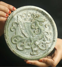 Load image into Gallery viewer, 5.9" L -Chinese Antique Feng Shui Wealth Natural Jade Handcrafted Wealth Blessing Lucky Dragon-Phoenix Statue Home/Office Decor Sculpture Craft Living Room TV Cabinet Fortune Ornament Housewarming Gift