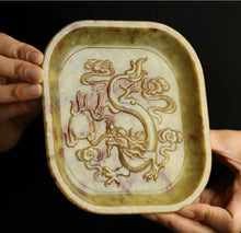 Load image into Gallery viewer, 5.5" L -Chinese Antique Feng Shui Wealth Natural Jade Handcrafted Wealth Blessing Lucky Dragon Statue Home/Office Decor Sculpture Craft Living Room TV Cabinet Fortune Ornament Housewarming Gift