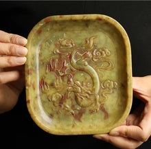 Load image into Gallery viewer, 5.5" L -Chinese Antique Feng Shui Wealth Natural Jade Handcrafted Wealth Blessing Lucky Dragon Statue Home/Office Decor Sculpture Craft Living Room TV Cabinet Fortune Ornament Housewarming Gift