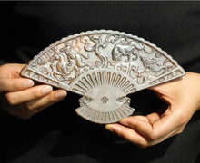 Load image into Gallery viewer, 8.2" L -Chinese Antique Feng Shui Wealth Natural Jade Handcrafted Wealth Blessing Dragon Beast Fan Plate Statue Home/Office Decor Sculpture Craft Living Room TV Cabinet Fortune Ornament Housewarming Gift