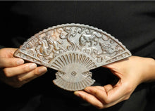 Load image into Gallery viewer, 8.2" L -Chinese Antique Feng Shui Wealth Natural Jade Handcrafted Wealth Blessing Dragon Beast Fan Plate Statue Home/Office Decor Sculpture Craft Living Room TV Cabinet Fortune Ornament Housewarming Gift