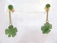 Load image into Gallery viewer, Certified Natural Jadeite Emerald A Jade HandCarved Pair of Lucky Flower Jade Earrings with Gift Box