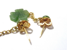Load image into Gallery viewer, Certified Natural Jadeite Emerald A Jade HandCarved Pair of Lucky Flower Jade Earrings with Gift Box