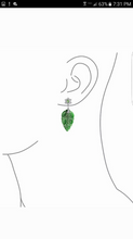 Load image into Gallery viewer, Certified Natural Jadeite Emerald A Jade HandCarved Pair of Leaf Jade Earrings with Gift Box