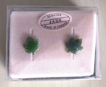 Load image into Gallery viewer, Certified Natural Jadeite Emerald A Jade HandCarved Pair of Lucky Maple Leaf Jade Stud Earrings with Gift Box