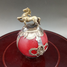 Load image into Gallery viewer, Chinese Genuine National Red Jade HandCarved Silver Lucky 12 Zodiac Statues