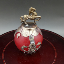 Load image into Gallery viewer, Chinese Genuine National Red Jade HandCarved Silver Lucky 12 Zodiac Statues