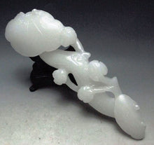 Load image into Gallery viewer, 10''H- Chinese Genuine Natural White Jade HandCarved Lingzhi &amp; Ruyi Statue